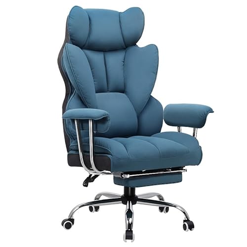 GTPLAYER Gaming Stuhl, Gamer Stuhl, Ergonomischer Bürostuhl mit Fußstütze, Stoffoberfläche, Federsitzkissen, Gaming Chair Gepolstert, Gaming Sessel 150kg Belastbarkeit blau
