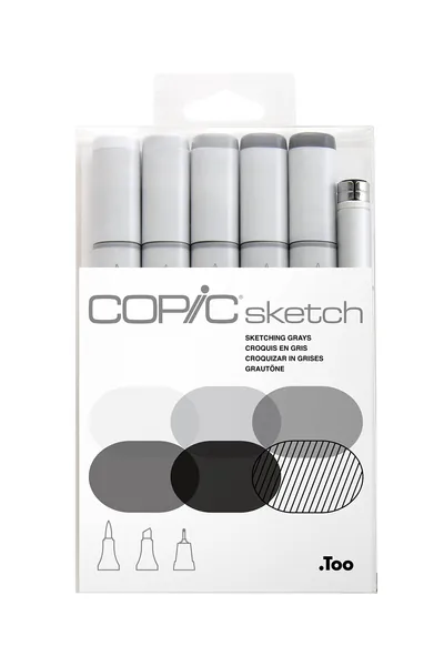 Copic Marker S 6-Piece Sketch Set, Gray - 