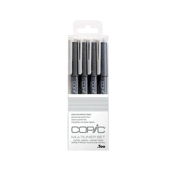 Copic Markers Multiliner Gray Pigment Based Ink, 4-Piece Set - Set Gray