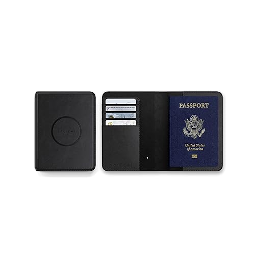 Satechi Passport Holder for Travel with Find My, Passport Cover with 4 Card Holder, Wireless Charging, and RFID protection – Travel Essential Vegan Leather Passport Holder
