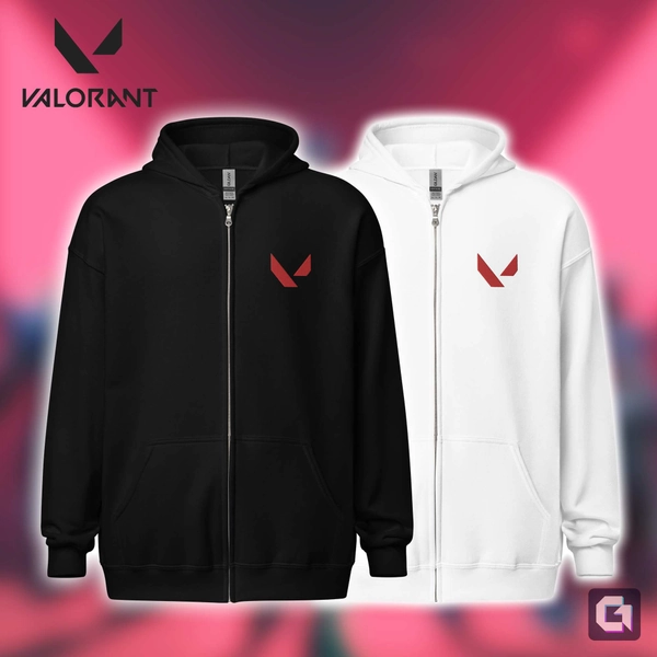 Embroidered Valorant Zip Hoodie, Gaming Apparel - Multiple Colors