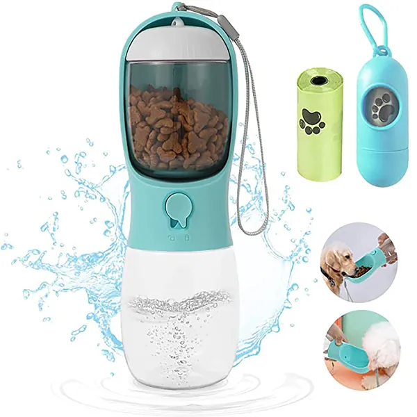 HCY&WLD Dog Water Bottle, 10-19OZ Leakproof Portable Pet Water Bottle for Pets Outdoor Walking, Hiking, Travel, BPA Free Food Grade Material Dog Water Dispenser with Activated Carbon Filter - 10OZ+100G