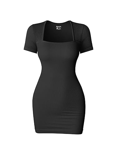 OQQ Women's Bodycon Mini Dress - Black - Medium