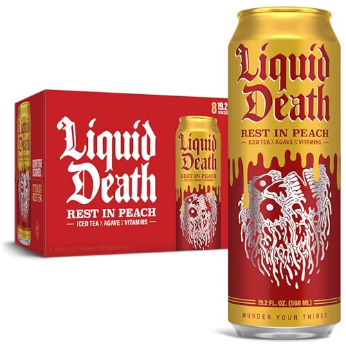 Liquid Death Iced Black Tea, Rest in Peach