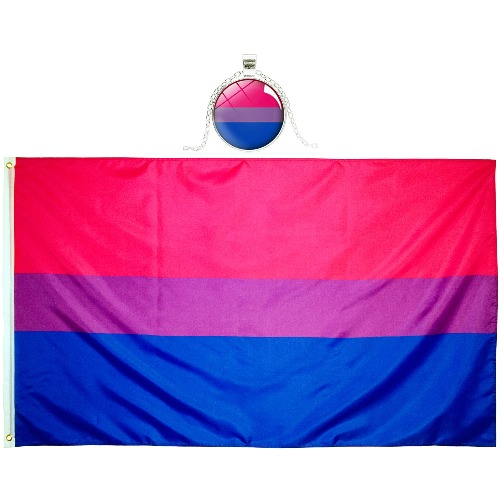 Eugenys Bi Pride Flag (3x5 Feet) - Free Nice Necklace Included - Looks Very Nice on Both Sides - Large LGBT Bisexual Flag with Brass Grommets - Perfect Banner for Hanging Indoor/Outdoor - Bisexual Flag 3x5 Ft. (Pink Blue)
