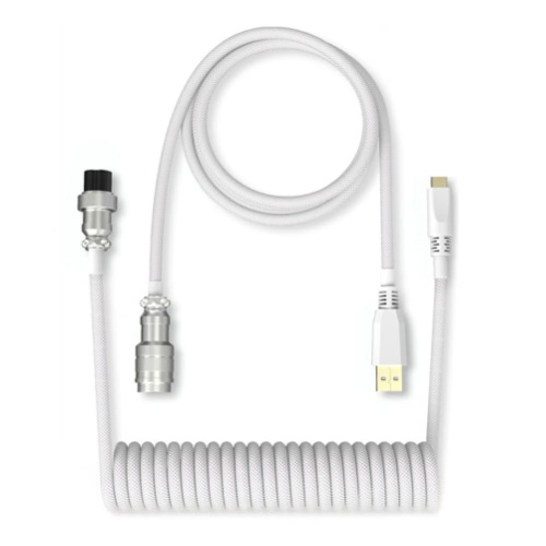 Type C USB-kabel Mechanisch Toetsenbord Opgerolde kabel Aviator Draad 1,8 m, Coiling Mechanisch Toetsenbord Luchtvaart Connector Type-C USB Toetsenbord Lente Lijn (Wit)
