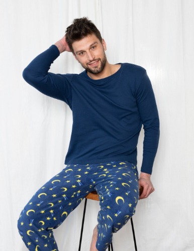 Mens Fleece Moon Set - moon-star-navy / XX-Large