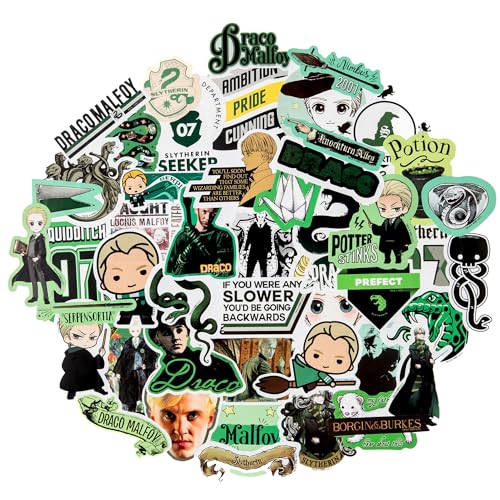 Conquest Journals Harry Potter Draco Vinyl Stickers, Set of 50 Unique Stickers, Officially Licensed, Waterproof, Scratch and UV Resistant, Potterfy All The Things