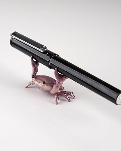 BlingTrail Crab Pen Holder For Desk Cute, Cute Makeup Brush Holder, Single Fountain Pen Holder For Desk, Cute Office Desk Decor Gift For Man Who Have Everything, 2024 Upgrade Well Balanced, Purple - Purple