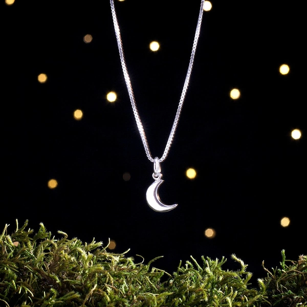 Sterling Silver Tiny Crescent Moon - VERY SMALL, Minimalist - (Charm Only or Necklace)