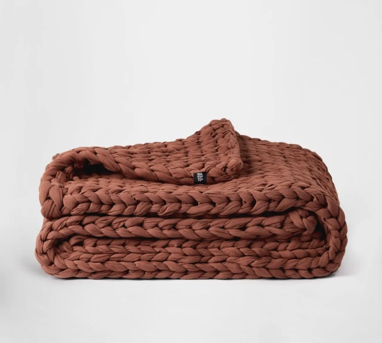 Hand Knitted Weighted Blanket – 12 lbs, Terracotta