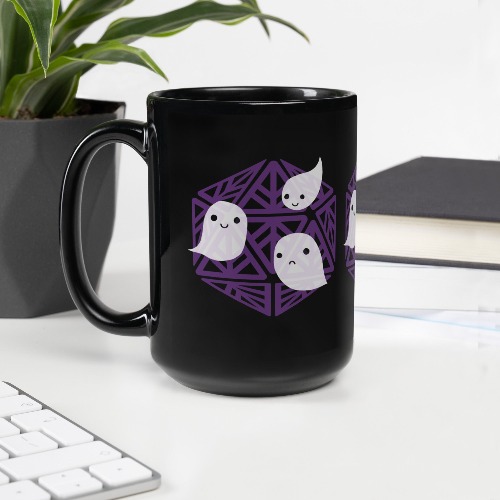 Spooky Ghosties Black Ceramic Mug (11oz or 15oz) - 15oz