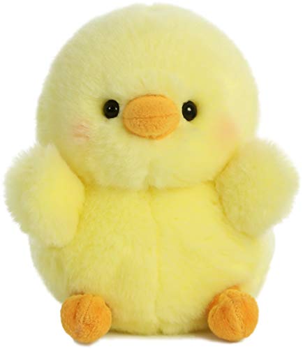 Aurora® Round Rolly Pet™ Chickadee Chick™ Stuffed Animal - Adorable Companions - On-The-Go Fun - Yellow 5 Inches - CHICKADEE CHICK - 5 inches