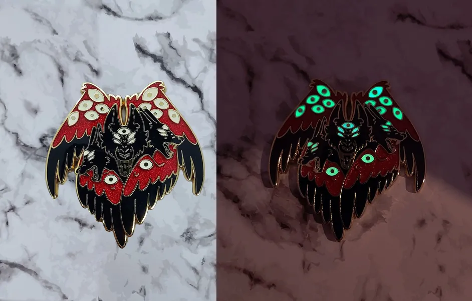 Glow Glitter Winged Cerberus Biblically Inspired