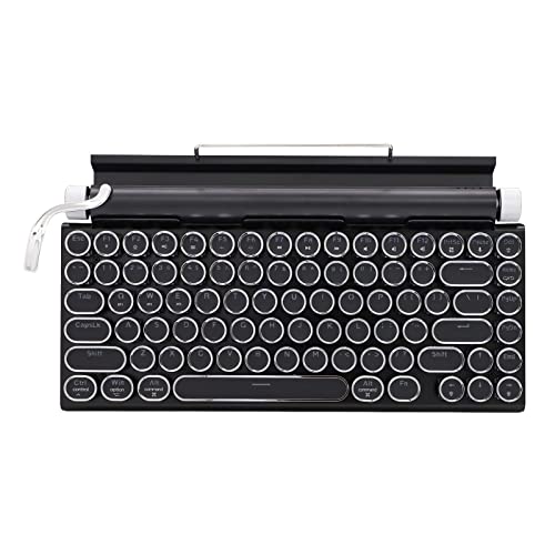 Adventurers Typewriter Style Retro Mechanical Keyboard LED Backlight 83 Keys Bluetooth 5.0 Blue Axis, Suitable Desktop Computers/Laptops Mac/Mobile Punk Keys, Black, 12.8 x 6.6 x 1.6 inches - Black