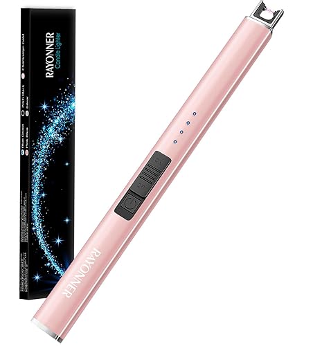 RAYONNER Lighter Electric Candle Lighters Rechargeable USB Lighter Arc Lighters for Candle Camping (1Pack, Rose Gold) - Rose Gold - 1 Count