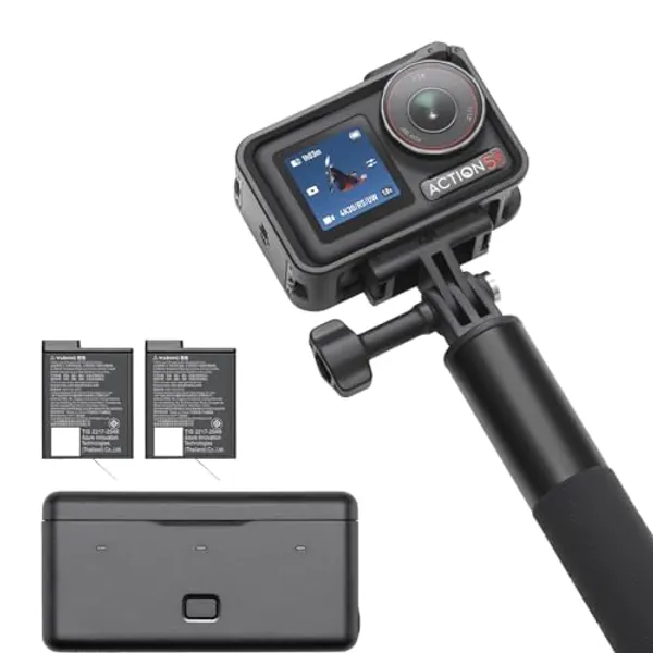 DJI Bundle Aventure Osmo Action 5 Pro, Caméra d’Action 4K avec Capteur 1/1,3", 12 h d’Autonomie Étendue avec 3 Batt., Stabilisation, Double Écran Tactile OLED, Mini Caméra d’Action pour Voyage, Vlog