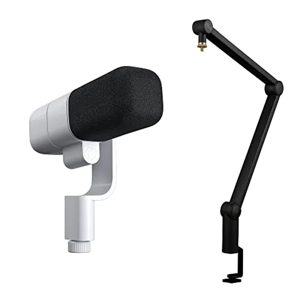 LogitechBlueSona Microphone XLR Actif Dynamique deDiffusion pour Streaming et Création de Contenu+Blue Microphones Compass Premium Type Tubulaire BrasArticulépourMicrophoneavec Ressorts Internes-Blanc