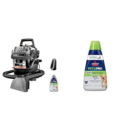 BISSELL Little Green HydroSteam Multi-Purpose Portable Carpet and Upholstery Cleaner, Car and Auto Detailer, 3618 + Bissell® PET PRO OXY Spot & Stain Formula for Portable Carpet Cleaners, 32 oz., 2034 - LG HydroSteam + Pet Pro Oxy Spot & Stain