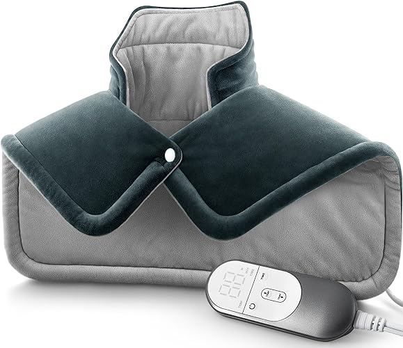 TATFU Christmas Gifts for Women, Mom Neck Heating Pad, XL Weighted Shoulder Heat Pad, Back Pain Relief Heat Pads, Gifts for Men, Dad and Birthday, Fathers Day, Mother's Day Warm Gifts, 23'' x 17'' - Gray