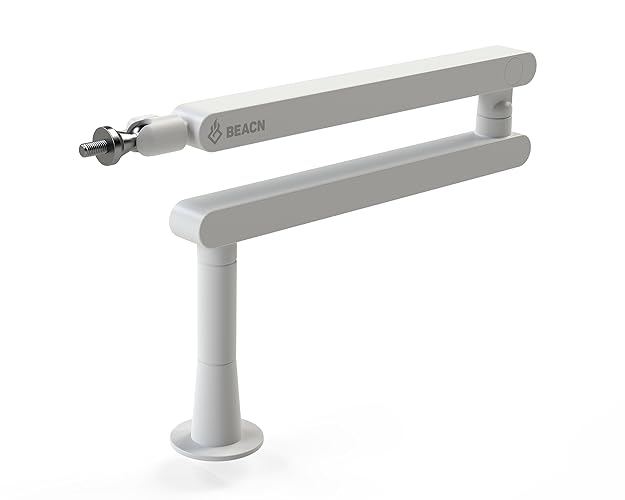 BEACN Mic Stand - Studio-Quality Low Profile Adjustable Microphone Arm with 360° Rotation, Cable Management, Easy Clamp, Universal Fit For Streaming, Podcasting, Gaming (White) - White