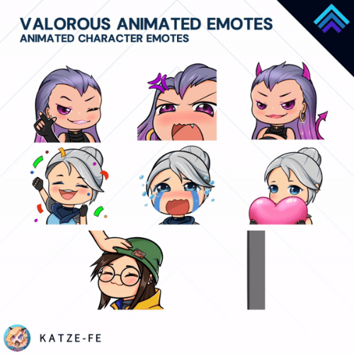 Animated Valorous Themed Twitch Emotes by Katze - Full Emote Pack