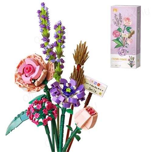 QIUXQIU Flower Bouquet Building Kit Pink Roses Building Brick Creative Home Decoration Building Project for Adults,A Unique DIY Bouquet Building Blocks Set for Christmas Valentine's Day, New - Pink Roses