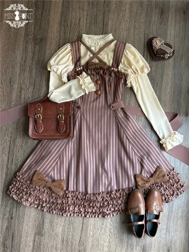 Miss Point Classic Chocolate Stripe Lolita Jumper Dress