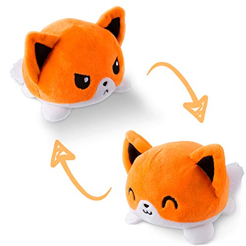 TeeTurtle | The Original Reversible Fox Plushie | Patented Design | White and Orange | Show Your Mood Without Saying a Word! - White + Orange
