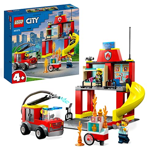 LEGO City Fire Station and Fire Engine Learning Toys for Kids 4 Plus Years Old Boys & Girls, with Firefighter Minifigures Emergency Vehicle Playset 60375 - Single