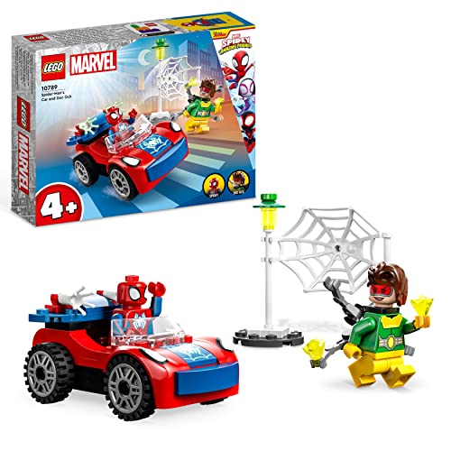 LEGO 10789 Marvel Spider-Man's Car and Doc Ock Set, Spidey and His Amazing Friends Buildable Toy for Kids 4 Plus Years Old with Glow in the Dark Pieces - Single