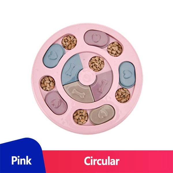 Dog Puzzle Treat Feeder Interactive Toy - Pink Circular
