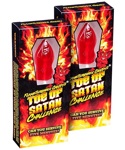 Flamethrower Candy Co Toe of Satan Lollipop Two Pack Caroline Reaper Spicy Challenge - 2 Count (Pack of 1)