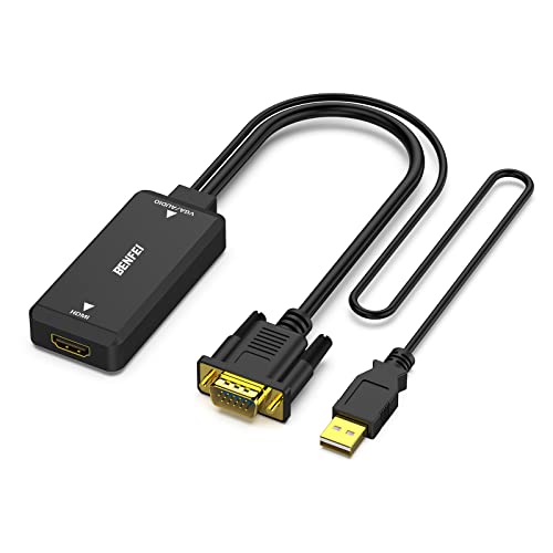 BENFEI VGA to HDMI Adapter, 1080P Converter with Audio from Computer/Laptop VGA Source to HDMI TV/Monitor - 1pack - VGA Source to HDMI Monitor