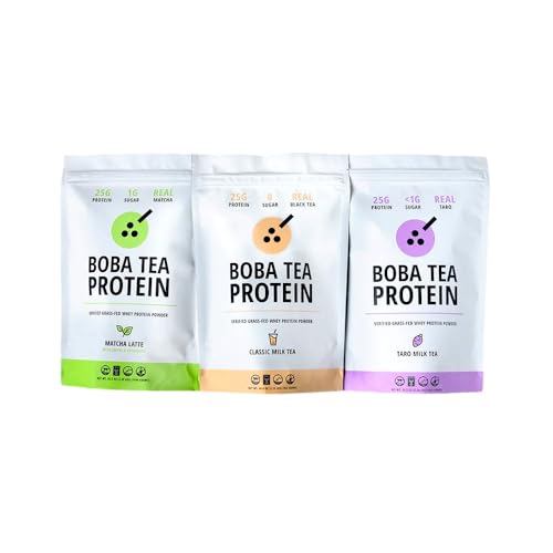 Boba Tea Protein Matcha Latte, Classic Milk Tea, Taro Milk Tea Bundle | Whey Protein Isolate | No Added Sugar | Ethically Sourced Ingredients