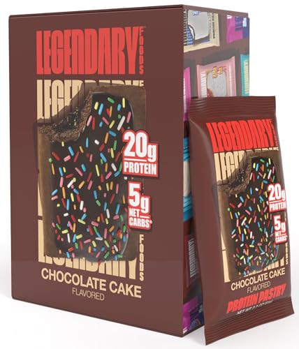 Legendary Foods 20 gr Protein Pastry | Low Carb, Tasty Protein Bar Alternative | Keto Friendly | No Sugar Added | High Protein Breakfast Snacks | Gluten Free Keto Food - Chocolate Cake (8-Pack) - Chocolate Cake