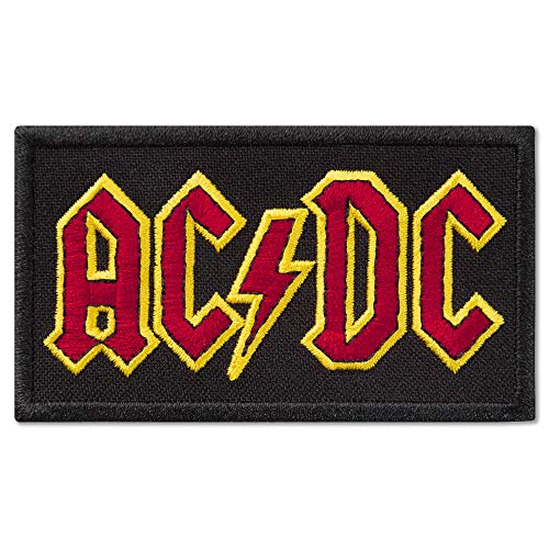 AC/DC Red and Yellow Logo Music Rock Band Embroidered Patch Iron On (3.4" x 1.9")