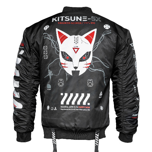 Kitsune-5X Black Bomber Jacket | XX-Large