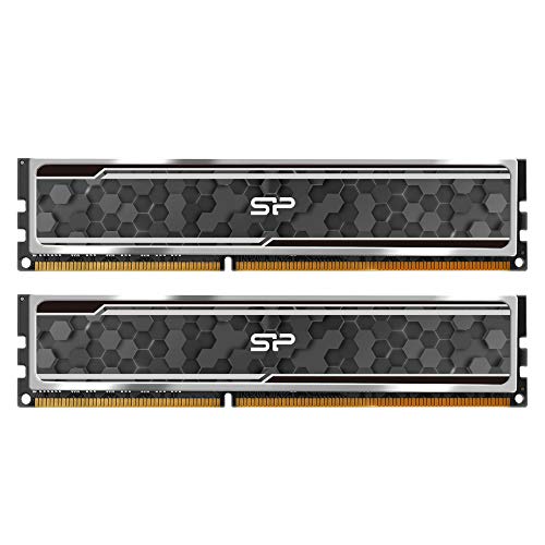 Silicon Power DDR4 16GB (2 x 8GB) RAM 2666MHz (PC4 21300) 288-pin CL19 1.2V Non ECC Unbuffered UDIMM Desktop Memory with Heatsink SU016GBLFU266BD2J6 - DDR4 2666 8GBx2 - Camouflage Grey
