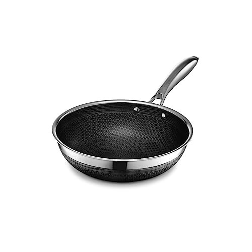 HexClad Hybrid Nonstick Wok, 10-Inch, Stay-Cool Handle, Dishwasher Safe, Induction Ready, Compatible with All Cooktops - 10-Inch