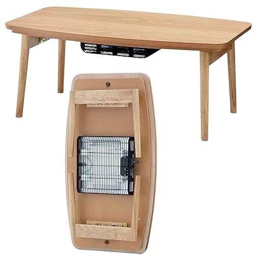 AZUMAYA Kotatsu Heater Folding Legs Table W36.0 x D20.0 x H14.5 Inches Natural Oak and Rubber Wood Material Home and Living Natural Oak Wooden Color ELFI-901OAK - Natural Oak