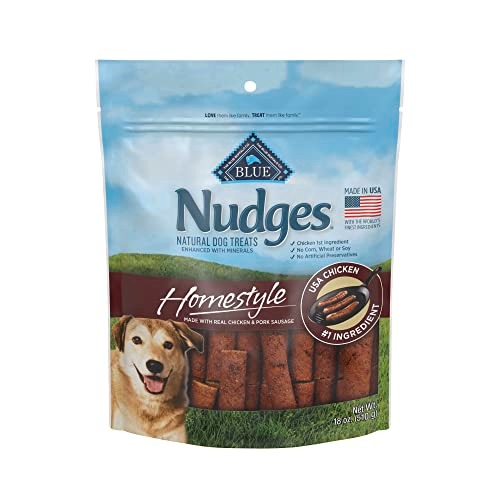 Blue Buffalo Nudges Homestyle Natural Dog Treats, Chicken and Pork, 18oz Bag - Chicken and Pork - 18 Ounce (Pack of 1)