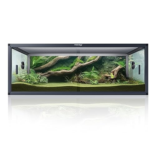 Phailozoo 85 Gallon Reptile Terrarium, Front Opening Snake Tank for Easy Feeding, Reptile Tank with Leakproof Bottom & Top Screen Ventilation 48''x24''x18'' - 48"W x 24"D x 18"H(85 Gallon) - Ultimate Black