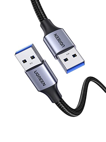 UGREEN USB Cable, USB 3.0 A to A Data Cable Braided, 5Gbps High Speed Transfer USB Type A Male to Male Lead, Compatible with External Hard Drive/Fan Cooler/Blu-ray/Consoles/TV/DVD/Printer/Camera(0.5M) - 0.5 Metres