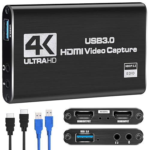 Capture Card, HDMI Video Capture Card, Switch Capture Card, HDMI to USB Game Capture Card for Streaming Video Game Recording 4K Input 1080P 60FPS Output, Video Capture Device Work with PS4/PS5/PC/OBS