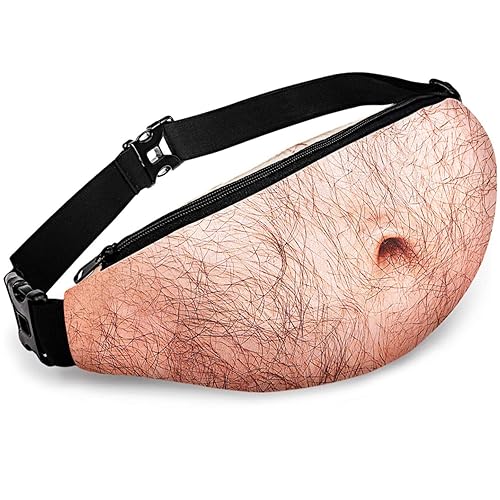 Funny Gifts White Elephant Gifts, Wisedom Gag Gifts Dad Bag Fanny Pack & 3D Beer Belly Waist Pack Waterproof For Women Men Christmas Stocking Stuffers for Men (Thick Hair) - Thick Hair