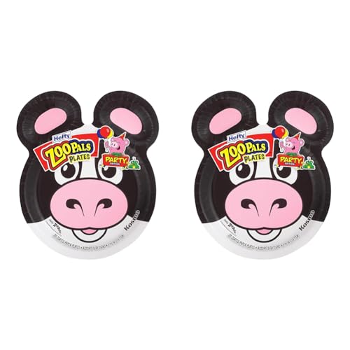 Hefty Zoo Pals Party Edition Paper Plates for Kids, Assorted Animal Designs, 7.75 Inches with Two Dipping Compartments, 20 Count (Pack of 2) - 20 Count (Pack of 2)