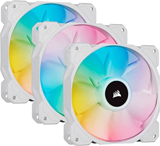 CORSAIR iCUE SP120 RGB ELITE Performance 120mm PWM Triple Fan Kit with iCUE Lighting Node CORE - White - Triple Fan Kit