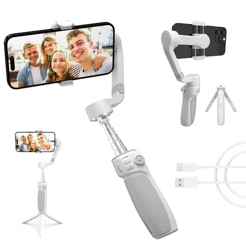 ZHIYUN Smooth Q4 Gimbal Stabilizer, 3-Axis Smartphone Phone Gimbal, Built-in Extension Rod, Foldable and Portable, Android and iPhone Gimbal, Vlogging Stabilizer, TikTok YouTube Video, Gray