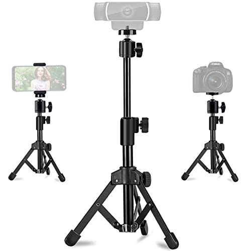 JCWINY Webcam Tripod Stand Extendable Desktops Tripod for Camera/Phone/Webcam, Desk Tripod Mount Holder Compatible with Logitech Stream Webcam C925e C922x C922 C930e C930 C920 C615 /Camera/iPhone